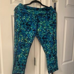 Soma Vibrant Blue and Green Patterned Leggings